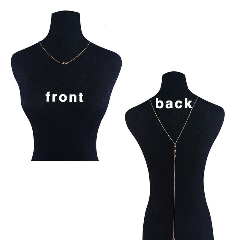 Artmiss Wedding Backdorp Necklace Crystal Gold Y Necklace Long Chain for Women and Brides - Image 3
